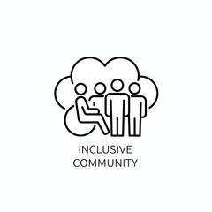 Simple icon representing an inclusive community with diverse individuals in a cloud