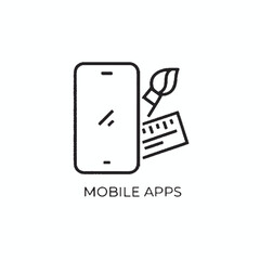 Mobile device icon with paintbrush and palette illustrating creative mobile applications