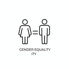 Simple icon illustrating gender equality between a man and woman in a minimalist style