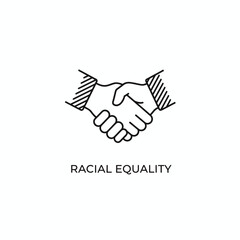Handshake icon symbolizing racial equality in a simple line art style