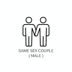 Simple icon representing a male same-sex couple holding hands in a minimalist line art style