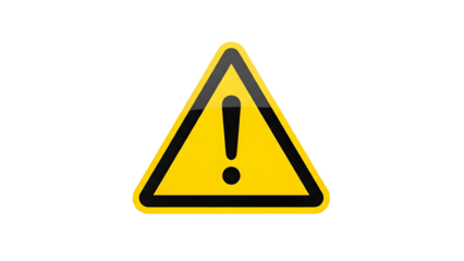  high quality exclamation danger sign on white background stock PNG .