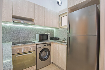 Interior design of small luxury apartment kitchen area