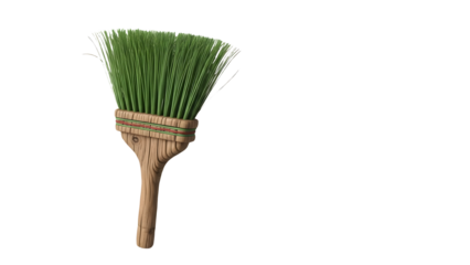 high quality wooden green color  broom isolated on white PNG stock image .PNG.