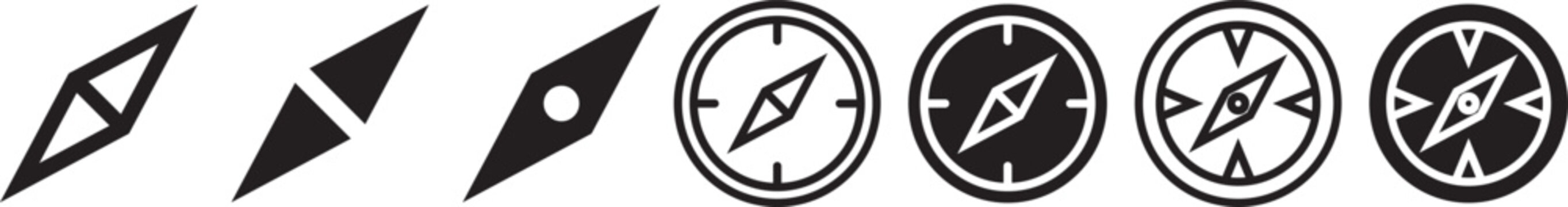 north direction icon set. Compass north symbols. Downward arrow graphic design. Compass icon in doodle and stroke style.  icon set in line strokes