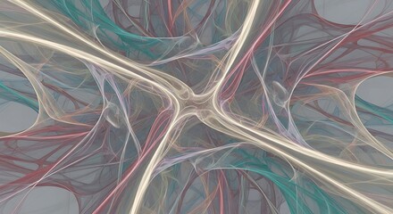 Abstract Fractal Swirls of Light and Color on a Gray Background