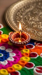 Deepavali festival of lights Indian  festive table setting happy Diwali stock .