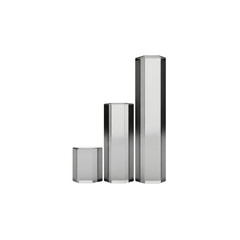 Growing chrome hexagon column bar graph