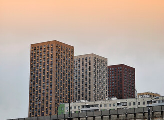 Modern architecture buildings during winter sunset
