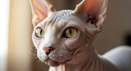 Sphynx Cat Portrait - A Close-Up of a Hairless Feline.