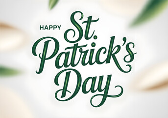 Classic Green St. Patrick&rsquo;s Day 3D Lettering with Festive Script on Light Background