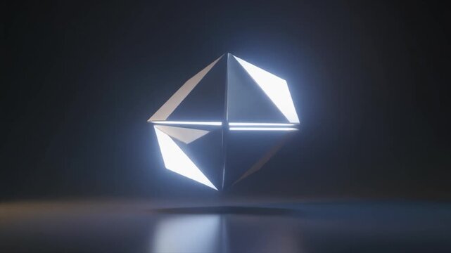 3D Rendered Geometric Octahedron Object with Sharp Edges and Light Reflections image photo