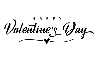 Happy valentine's day elegant black script calligraphy with heart decoration Vector