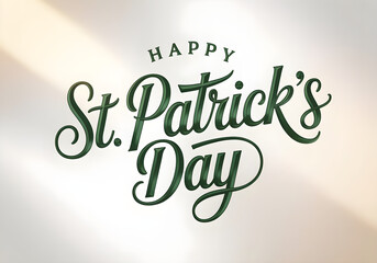 Classic Green St. Patrick&rsquo;s Day 3D Lettering with Festive Script on Light Background
