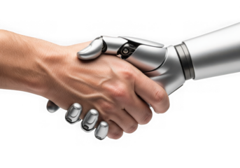 Human and robot shaking hands
