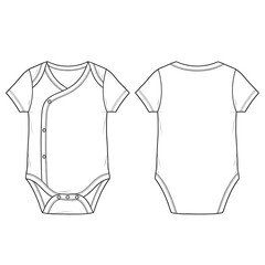 Baby Clothes Bodysuit Illustration Front and Back View.