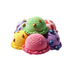 Pile of colorful ice cream scoops