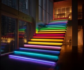 Vibrant Indoor Floating Staircase