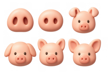 Cute pig ear icon set for creative design and composition