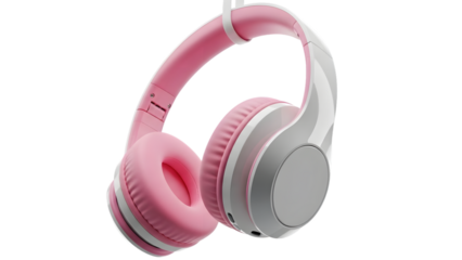 Stylish pink and silver striped headphones for music lovers
