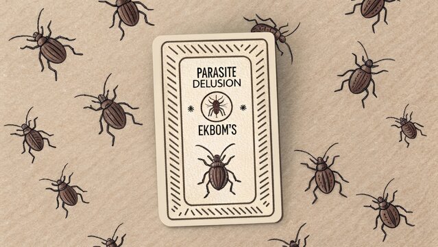 Ekbom's Parasite Delusion Card with Bug Illustrations