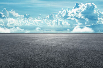 Fototapeta premium Empty asphalt road ground with beautiful mountain and blue sky background.