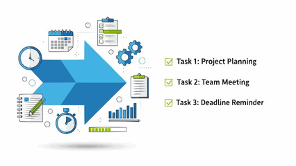 Project Planning and Team Collaboration Workflow Illustration.