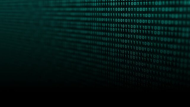 Green Binary Code Digital Technology Background With Data Flow