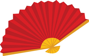Chinese Folding Fan Illustration for Chinese New Year Festival Design