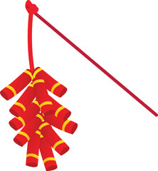 Firecracker Hanging Rope Illustration for Chinese New Year Festival Design