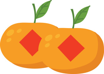 Lucky Oranges Pair Illustration for Chinese New Year Festival Design