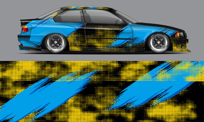 vector racing car wrap design for vehicle vinyl stickers and automotive company sticker livery. Eps 10