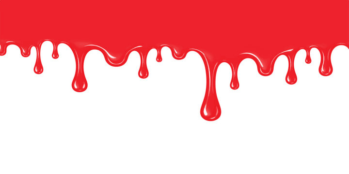 Vibrant red nail polish and fluid paint splashes create a dripping liquid art illustration with wet ink drops and flowing splatters of deep color in a bold vector design shape