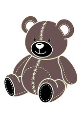 Cute Brown Teddy Bear with Stitched Details