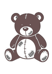 Cute Brown Teddy Bear with Stitched Details