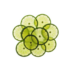 Lime slices stacked translucent fruit