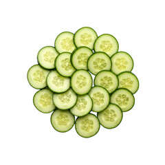 Fresh Sliced Cucumber Circle Against Black