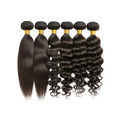 Hair bundles of straight and deep wave textures