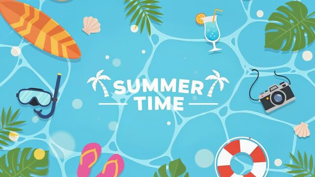 Summer Time Vacation Flat Design Animation