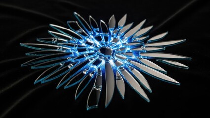 Stunning blue and silver futuristic design element on black background