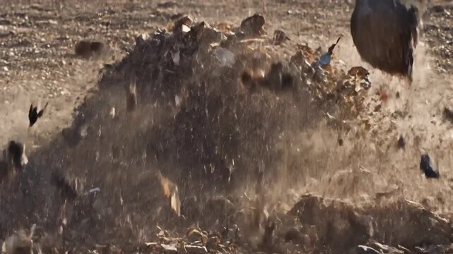 Abstract debris dancing in the updraft of a powerful gust of wind
