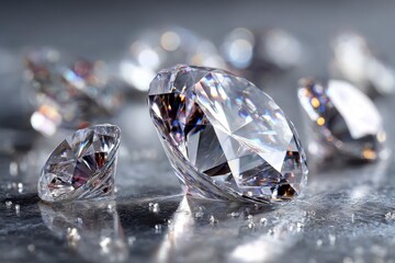 Scattered Diamonds on Mirrored Surface for Jewelry Photography