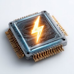 Microchip with Lightning Flash and Dynamic Visual Effects