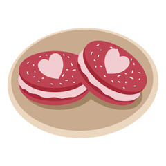 Valentine's Day Red Velvet Macarons with Heart Design on Plate