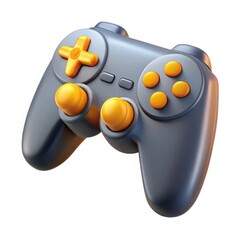 A modern grey video game controller with orange accents, isolated on white background