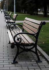 Park Bench Serenity - A Peaceful Scene of Relaxation.