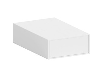 Naklejka premium White blank paper slider box. Paperboard sliding lid container packaging. for design, transparent background