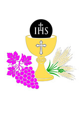 Gold Chalice and First Holy Communion Symbols