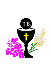 Gold Chalice and First Holy Communion Symbols