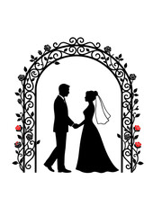 Groom and Bride Under Romantic Archway